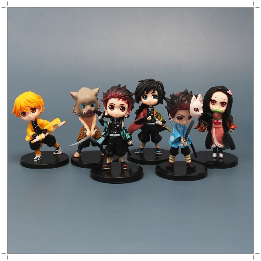 Action Figure Kimetsu no Yaiba โมเดลดาบพิฆาตอสูร เซ็ต 6 ตัว ขนาดความสูง 7 ซม. มีฐาน งานสวย