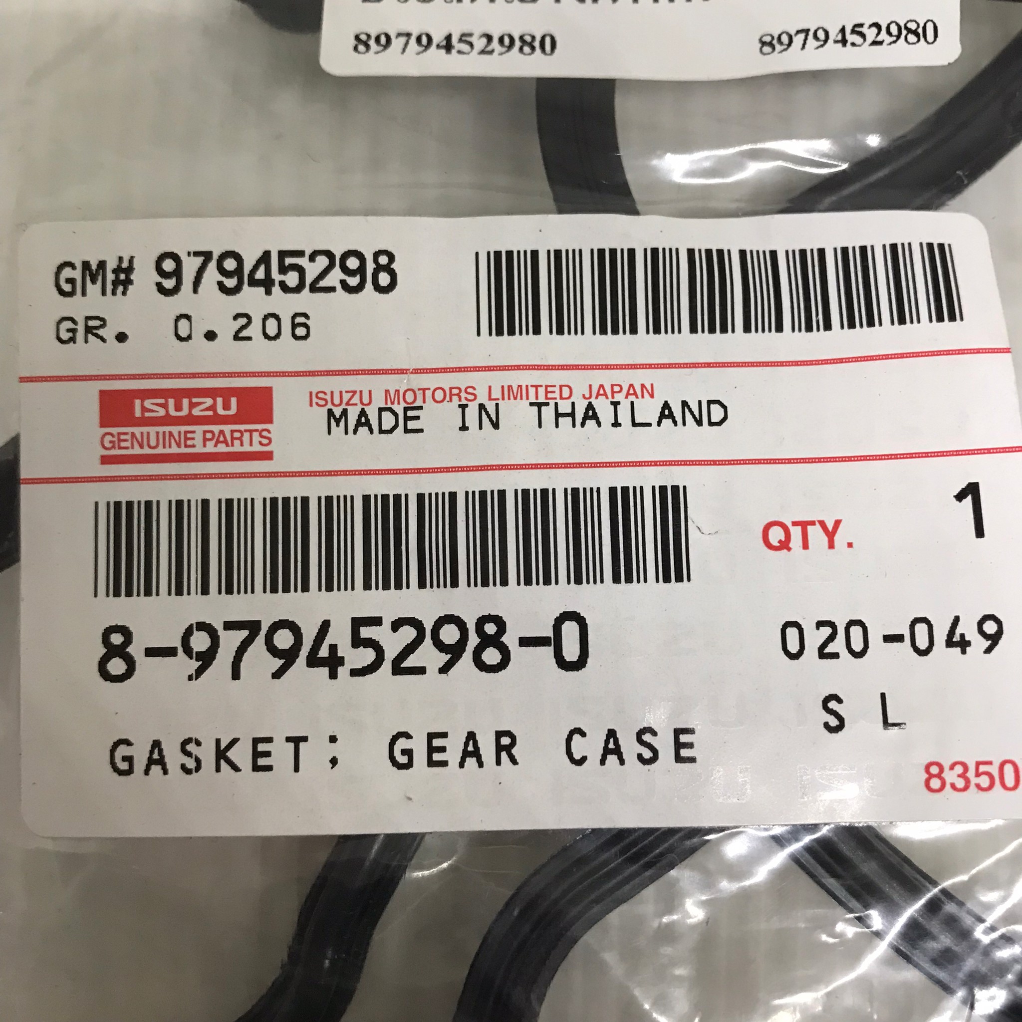 (แท้ศูนย์) ประเก็นฝาหน้า ISUZU D-MAX ปี 2006 COMMONRAIL / 4JJ1 / 4JK1 เครื่อง 2500 อีซูซุ ดีแม็ก เบอร์ 8-97945298-0 ยี่ห้อ ISUZU