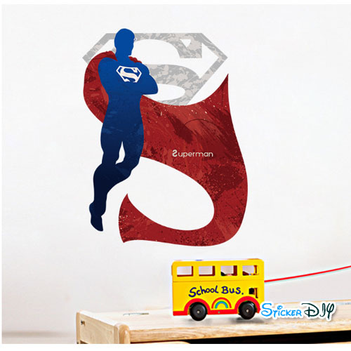 Wall Sticker สติ๊กเกอร์ติดผนัง 3D SUPERMAN สไตล์A (กว้าง40cm.xสูง50cm)