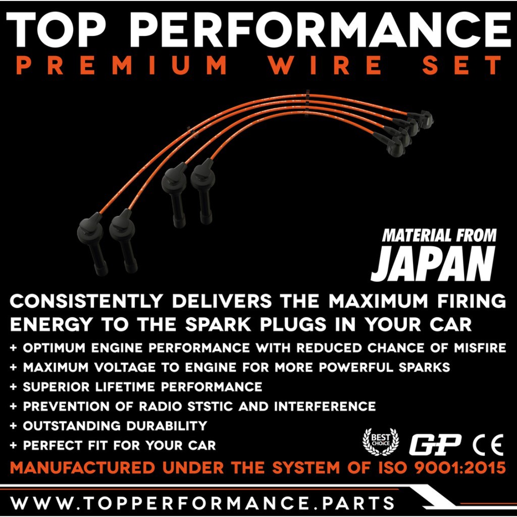 (ประกัน 3 เดือน)สายหัวเทียน DAIHATSU - สามล้อ กะป๊อ 2สูบ 4จัหวะ เครื่อง AB - TOP PERFORMANCE MADE IN JAPAN - TPD-016