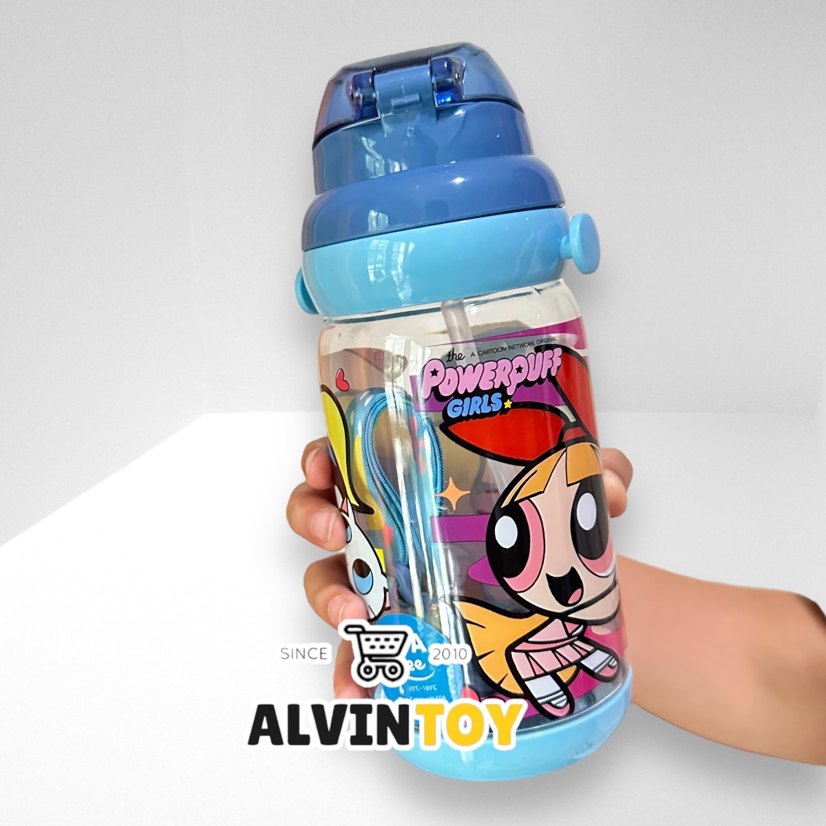 กระติกน้ำเด็ก Powerpuff Girls เดอะพาวเวอร์พัฟฟ์เกิลส์ มีหลอดดูด 500 ml ขนาด 7x20 cm.