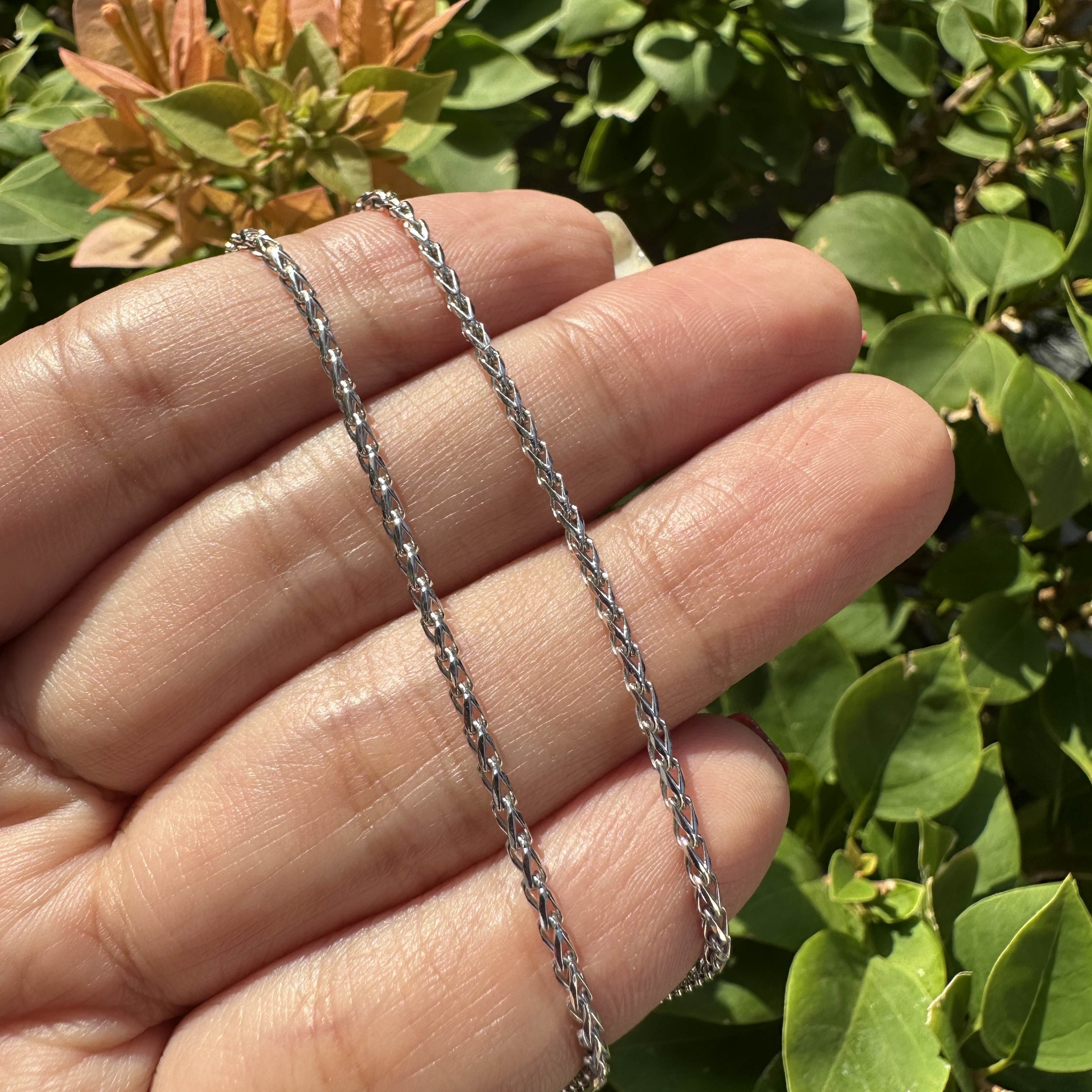 รหัส F18685 สร้อยคอทองอิตาลี 18k ขาว ลายสาน นน.8.32 g