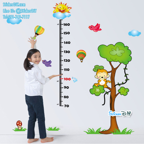 Transparent Wall Sticker สติ๊กเกอร์ติดผนัง วัดส่วนสูง Monkey LC6001L (กว้าง105cm.xสูง120cm)