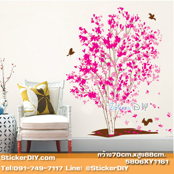 Transparent wall sticker สติ๊กเกอร์ติดผนัง ต้นซากุระญี่ปุ่น (กว้าง70cm.xสูง88cm.)