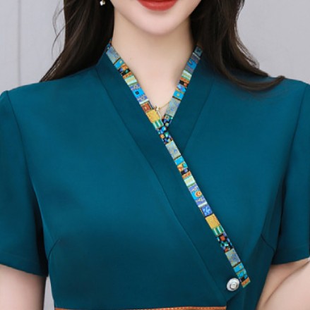 ชุดนวดสปา ชุดเสริมสวย ชุดพนักงานซาวน่า ต้อนรับ สีเขียวอมฟ้า S-5XL