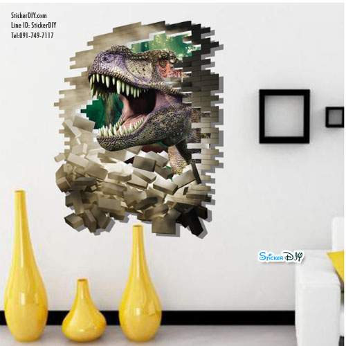 Wall sticker สติ๊กเกอร์ติดผนัง 3D Jurassic Park IV (กว้าง87cm.xสูง57cm.)
