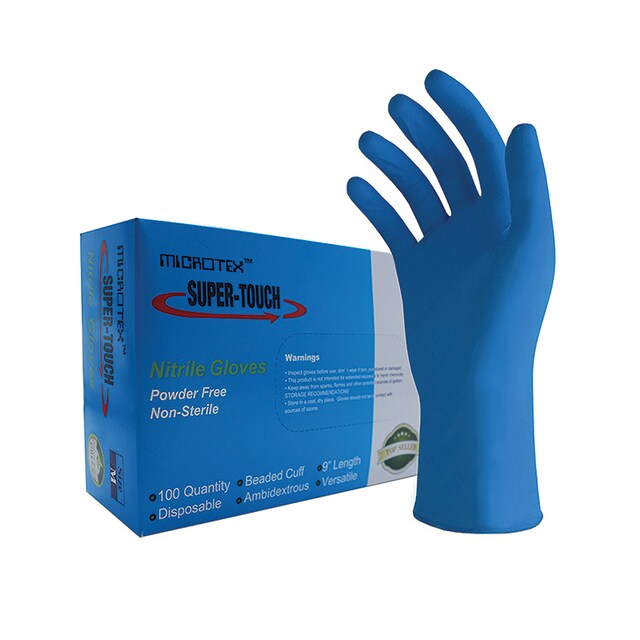 ถุงมือไนไตรสีฟ้า (Nitrile Gloves) รุ่น Super Touch ยี่ห้อ MICROTEX