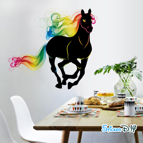 Transparent wall sticker สติ๊กเกอร์ติดผนัง Horse "Friesian" (กว้าง90cm.xสูง80cm.)