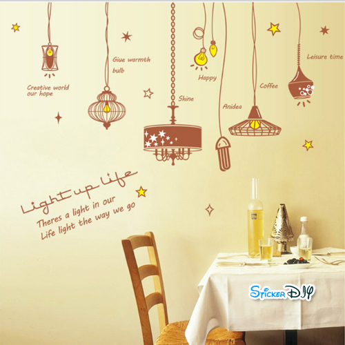 Transparent wall sticker สติ๊กเกอร์ติดผนัง โคมไฟ Light up life B (กว้าง168cm.xสูง110cm.)