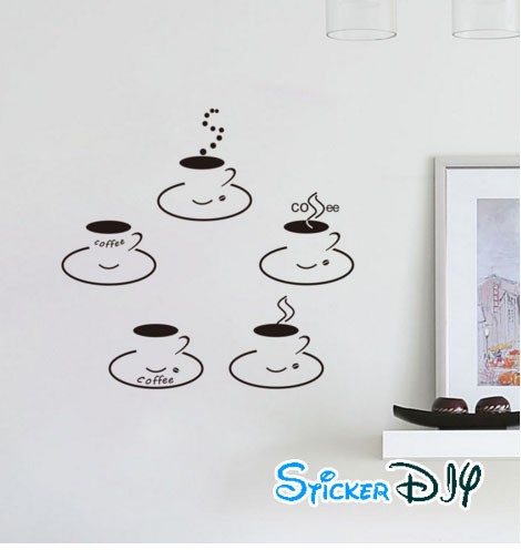 Vinyl wall sticker สติ๊กเกอร์ติดผนัง Coffee สไตล์ C (กว้าง80cm.xสูง78cm.)