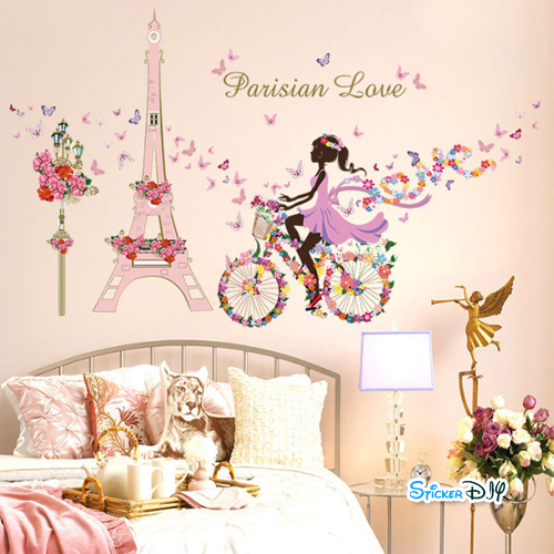 Transparent wall sticker สติ๊กเกอร์ติดผนัง Parisian Love (กว้าง145cm.xสูง80cm.)