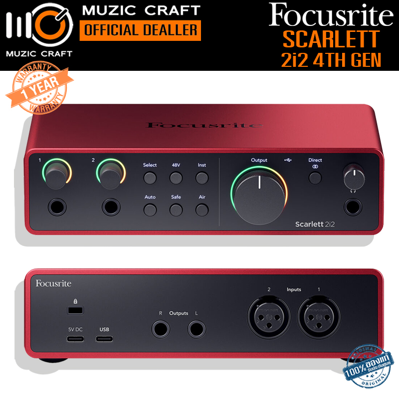 Focusrite Scarlett 2i2 (4th Gen) *ของแท้ประกัน 1ปี* USB-C Audio Interface ออดิโอ อินเตอร์เฟส, iOS/ Mac/ PC