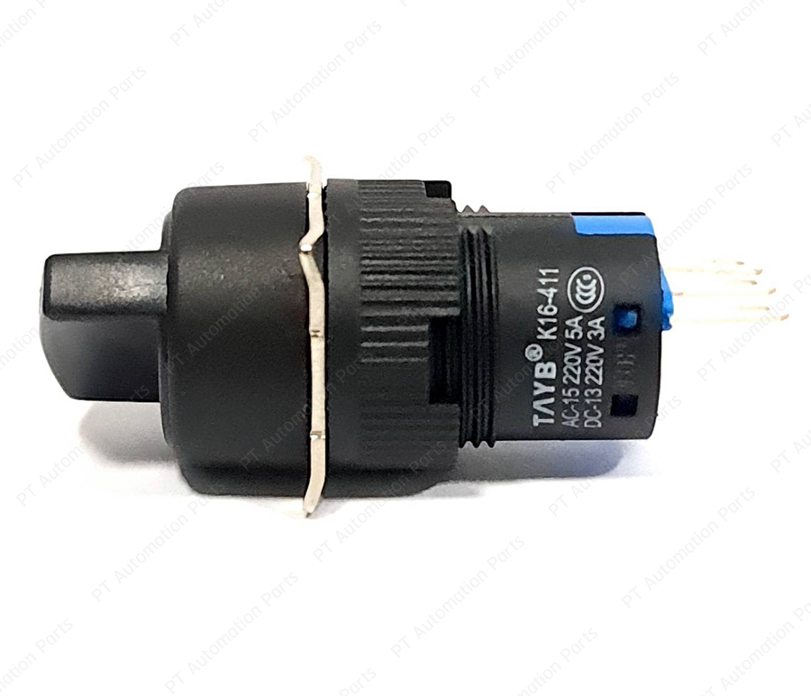 ซีเล็คเตอร์สวิตช์ TAYB K16-411 แบบบิดล็อค 2จังหวะ ø16mm ทรงกลม Selector Switch 2-Pisition 1NO/1NC AC-15-220V 5A/DC-13-220V 3A