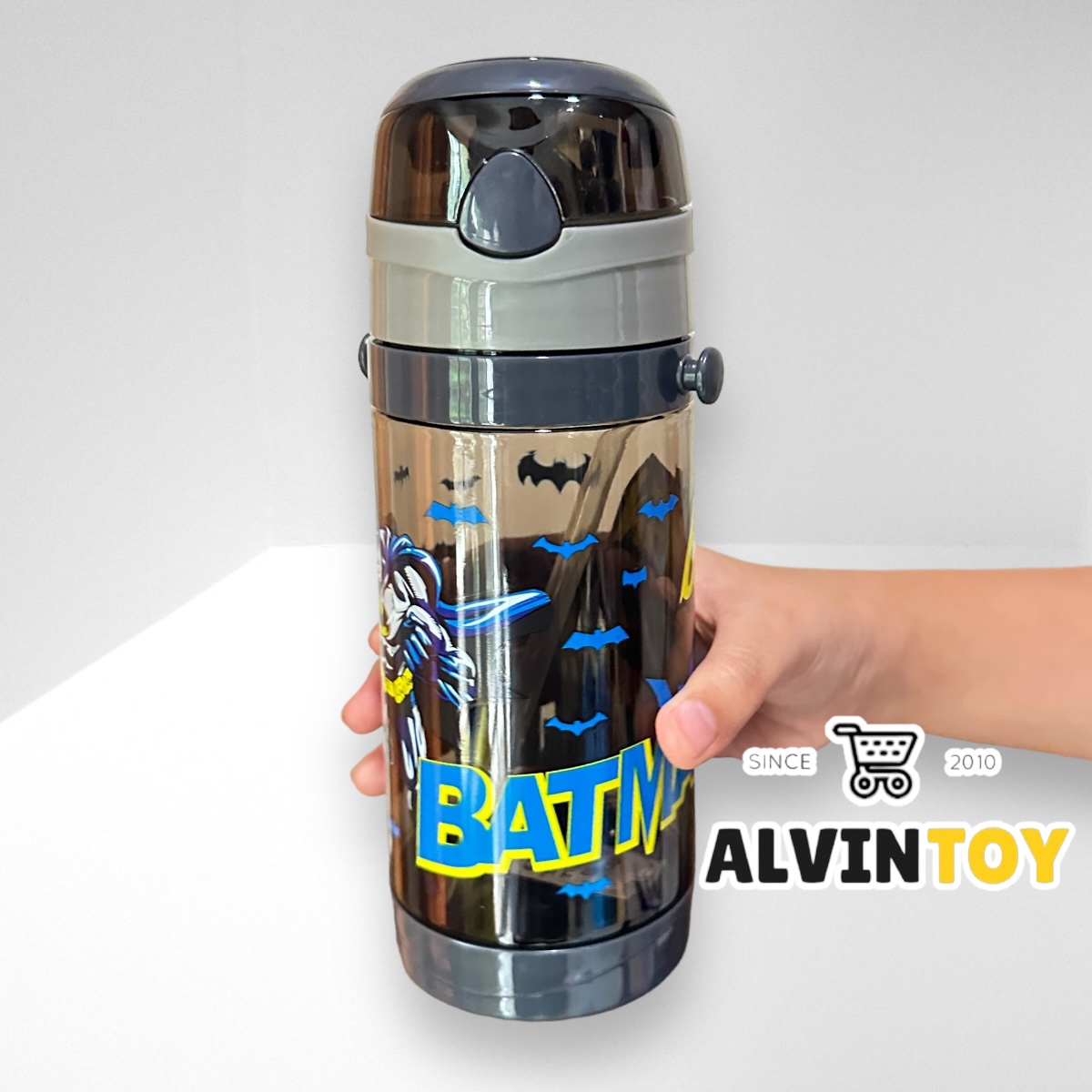กระติกน้ำเด็ก Batman แบทแมน มีหลอดดูด 500 ml ขนาด 7x20 cm.