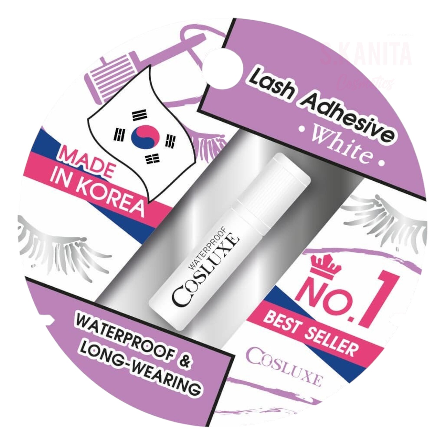 Cosluxe คอสลุคส์ กาวติดขนตา กันน้ำ ติดทน (1 มล) Lash Adhesive White Waterproof & Long-Wearing (1 ML)