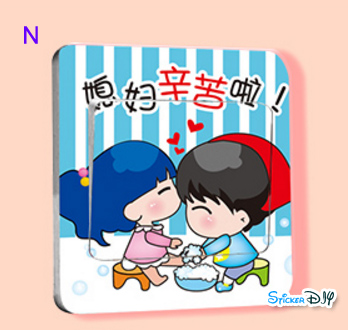 Transparent Wall Sticker สติ๊กเกอร์ติดสวิตช์ไฟ "Couple" N (กว้าง8.7cm.xสูง8.7cm.)