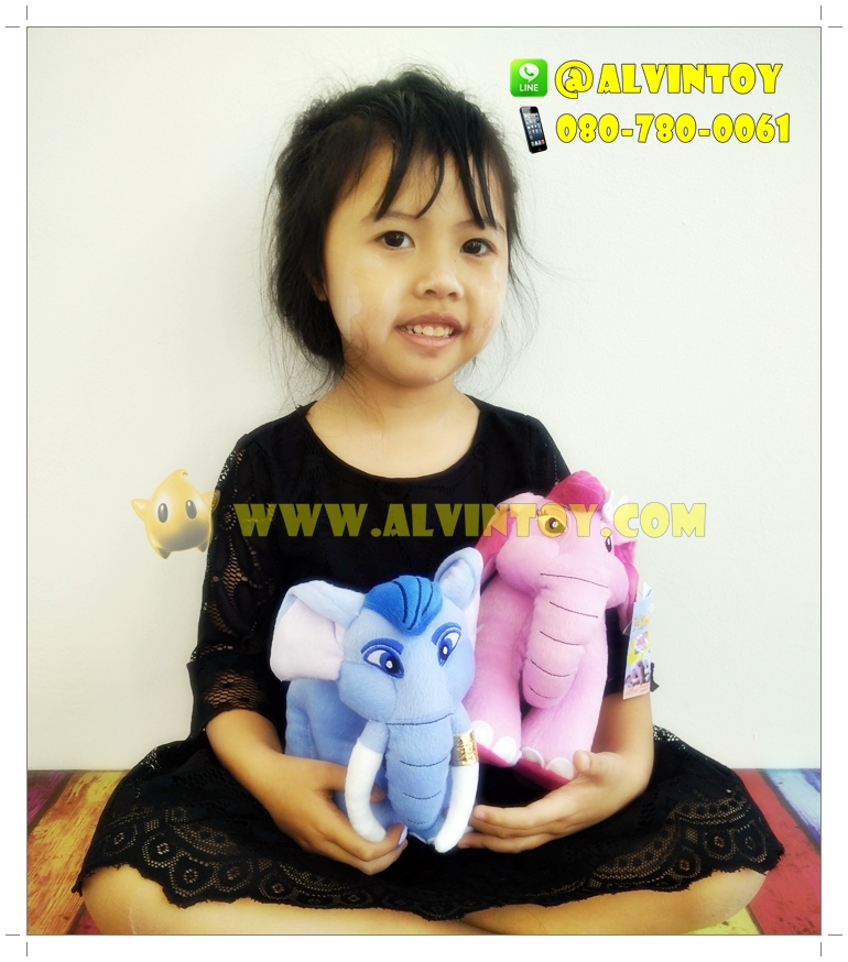 ตุ๊กตาช้างก้านแก้ว & ชบาแก้ว 7 นิ้ว