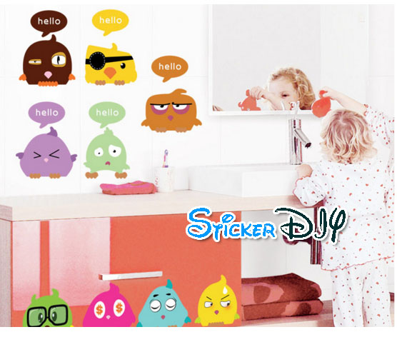 Wall Sticker สติ๊กเกอร์ติดสวิตช์ไฟ Hello ลูกเจี๊ยบง่วงนอน สีส้ม (8.3x11cm.)