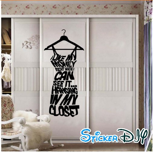Vinyl wall sticker สติ๊กเกอร์ติดผนัง I LIKE MY MONEY (กว้าง26cm.xสูง57m.)