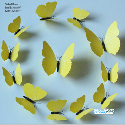 PVC Transparent wall sticker สติ๊กเกอร์ติดผนัง 3D butterfly H007E (กว้างfree.xสูงfree.)