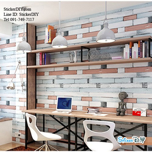 (กว้าง45cm.xยาว10m.)Wallpaper sticker วอลเปเปอร์แบบกาวในตัว LINE สไตล์B