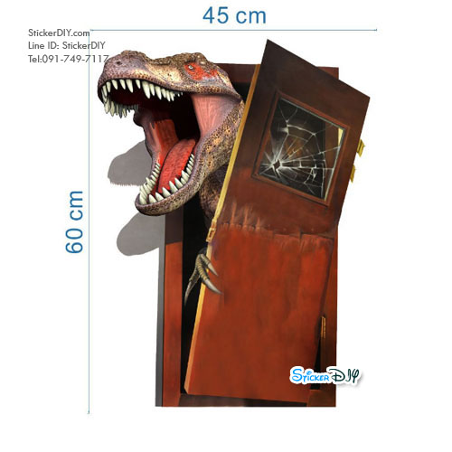 Wall sticker สติ๊กเกอร์ติดผนัง 3D Jurassic Park สไตล์ J (กว้าง45cm.xสูง60cm.)