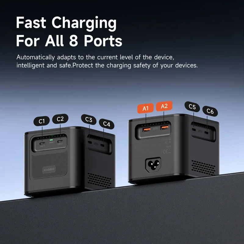 Hagibis PD380 380W USB C Charger 8-Port Type C Charging Station GaN PD 3.1 Dual 140W Super Fast