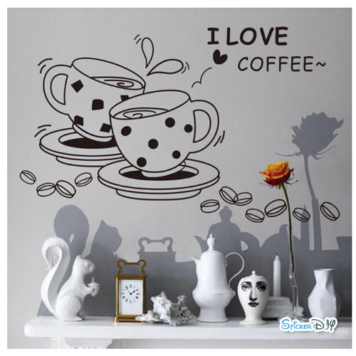 Vinyl wall sticker สติ๊กเกอร์ติดผนัง Coffee สไตล์ D (กว้าง73cm.xสูง46cm.)