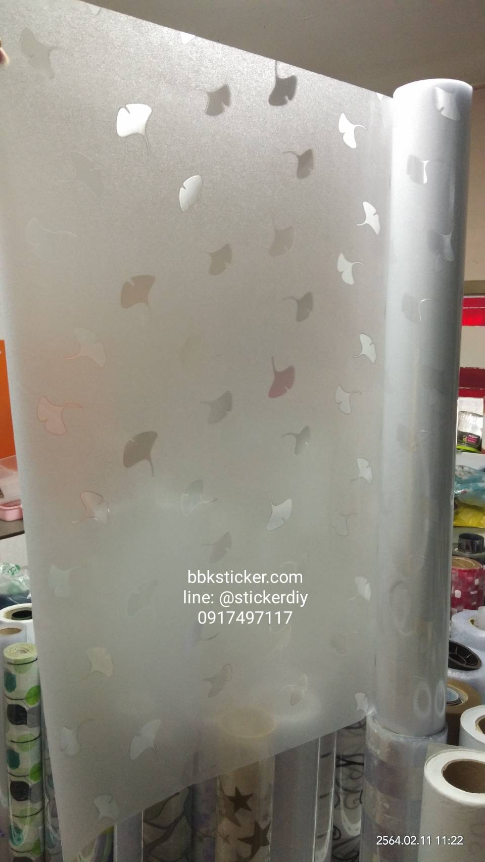 ฟิล์ม PVC สูญญากาศติดกระจก ใบแป๊ะก๊วย (หน้ากว้าง90cm.) เมตรละ 139 บาท