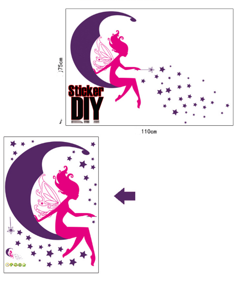 Transparent Wall sticker สติ๊กเกอร์ติดผนัง MOON SWEET DREAM (กว้าง110cm.xสูง75cm.)