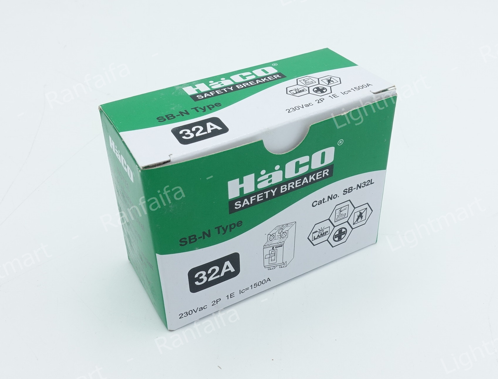 เซฟตี้เบรกเกอร์ 2P 10-32A HACO (มีไฟ) **แถมกล่อง