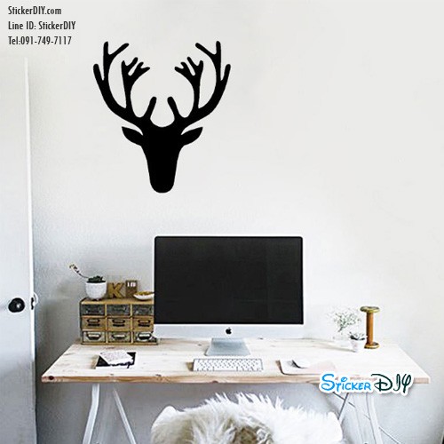 Vinyl wall sticker สติ๊กเกอร์ติดผนัง กวางรุ่นแกะสลัก (กว้าง38cm.xสูง43cm.)