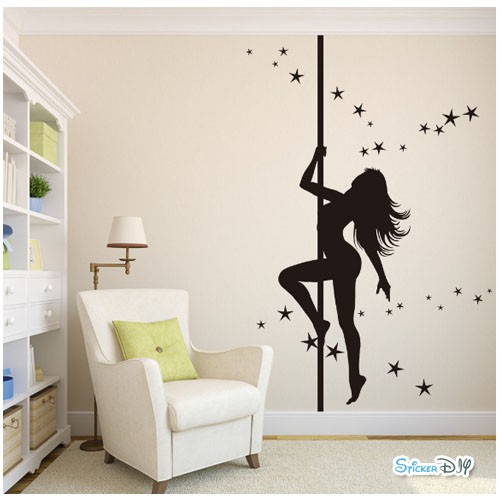 Bigsize Vinyl wall sticker สติ๊กเกอร์ติดผนัง Hot girls dancing (กว้าง200cm.xสูง158cm.)