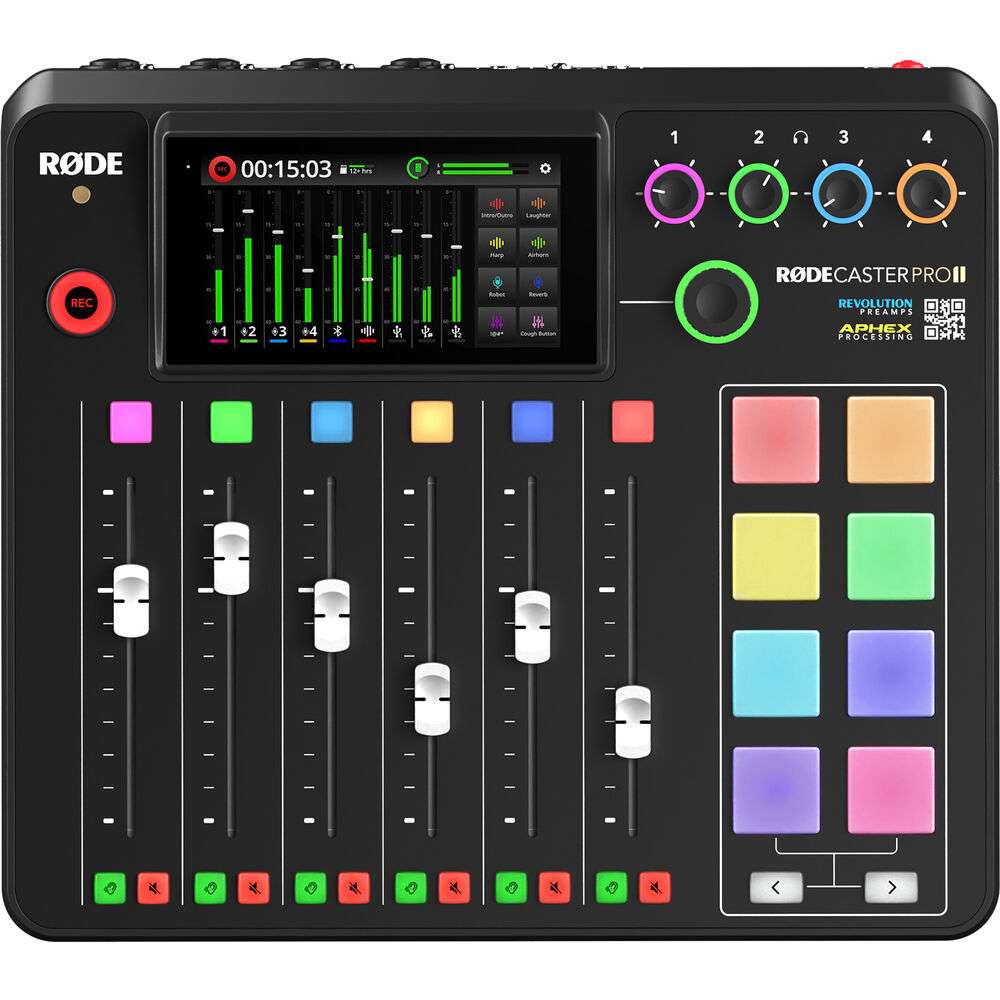 RODECaster Pro II *ของแท้รับประกัน 1ปี* มิกเซอร์พ็อดแคสท์, 4 input, 4 ช่องหูฟัง, จอทัชสกรีน, รองรับ Bluetooth ฟรี!! สาย USB