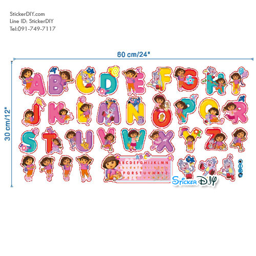 Transparent Wall Sticker สติ๊กเกอร์ติดผนัง DORA Aphabet (กว้างfree.xสูงfree.)