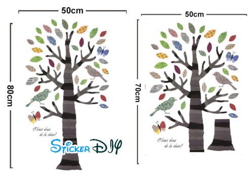 Transparent wall sticker สติ๊กเกอร์ติดผนัง ต้นไม้ de la chant (กว้าง50cm.xสูง80cm.)