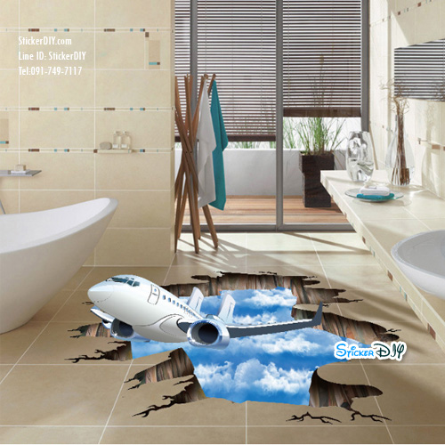 Wall Sticker สติ๊กเกอร์ติดผนังสามมิติ3D AIRPLANE (กว้าง110cm.xสูง50cm)