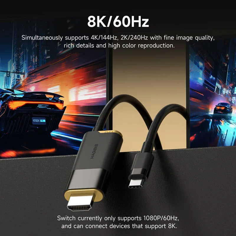 Hagibis SWC10 USB C to HDMI 8K@60Hz Type-C to HDMI Cable Thunderbolt 3