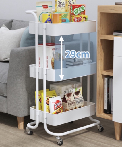 ชั้นวางรถเข็น 3 ชั้น + ล้อ ชั้นวางของ รถเข็นอาหาร ชั้นวาง โครงเหล็ก 42x35x86 cm รถเข็นเก็บของ DIY