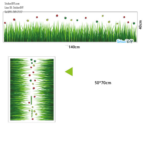 Transparent Wall Sticker สติ๊กเกอร์ติดผนัง แต่งขอบแมลงเต่าทอง (กว้าง140cm.xสูง40cm.)