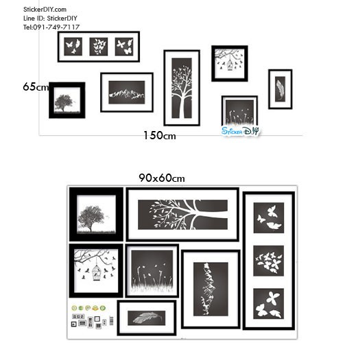 Transparent wall sticker สติ๊กเกอร์ติดผนังกรอบรูป แนวศิลปะ สีดำ (กว้าง150m.xสูง65cm.)