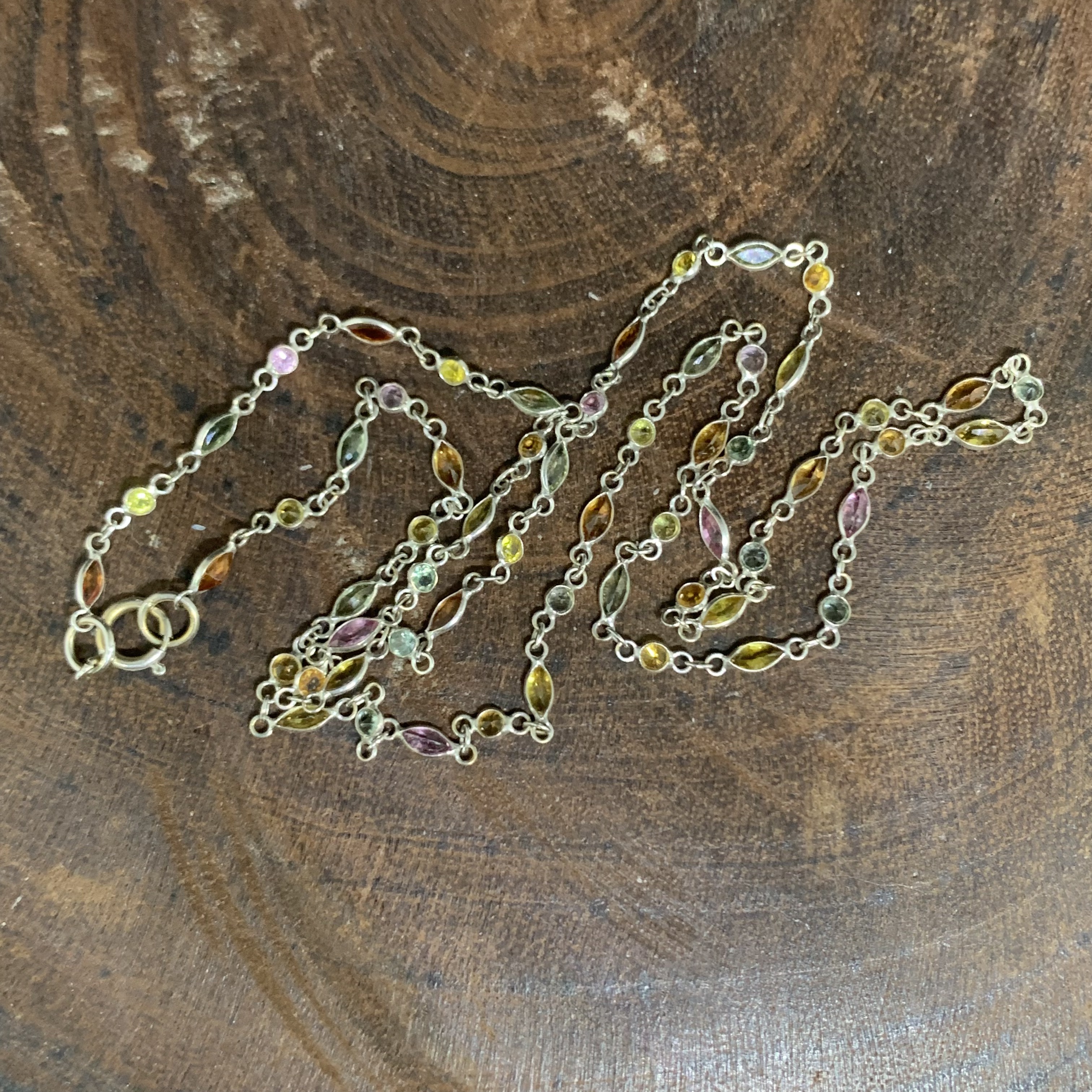 รหัส 64332 สร้อยคอ พลอยหลายสี รอบเส้น ทองคำขาว18K ความยาว 18 นิ้ว นน. 3.21 g