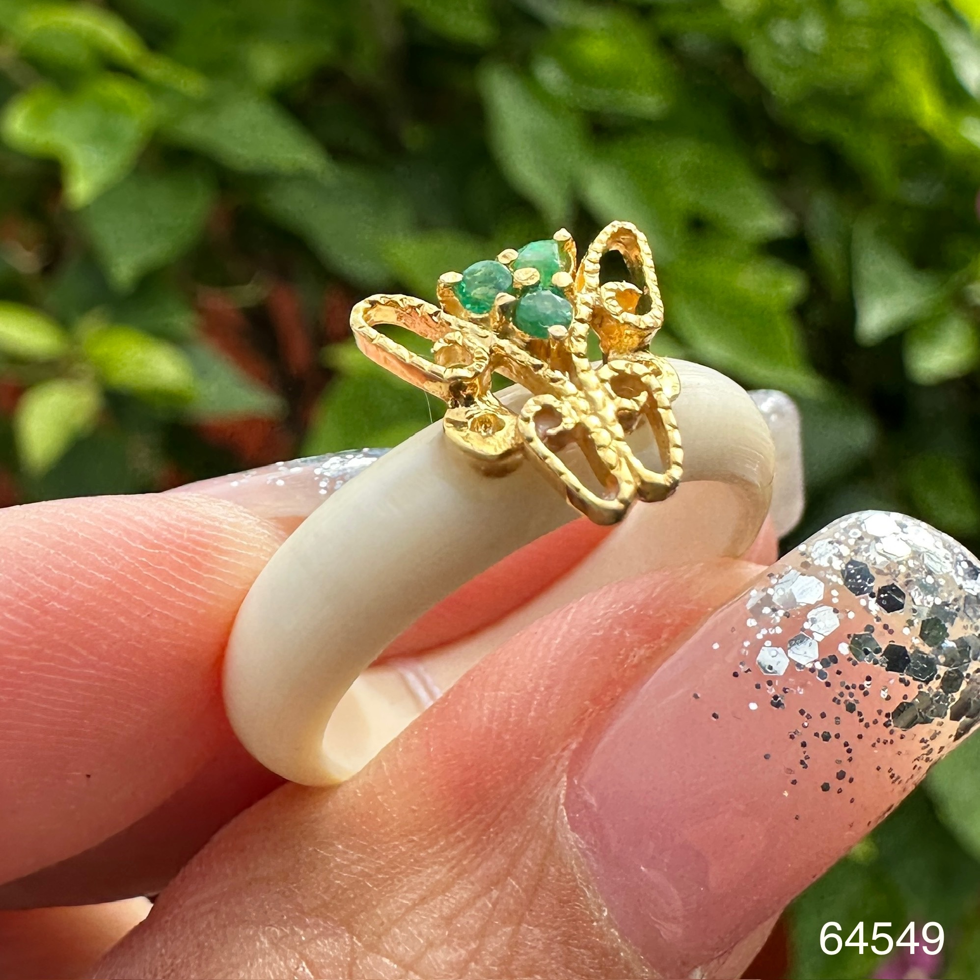 รหัส 64549 แหวน งานแกะสลัก มรกต รูปผีเสื้อ ทอง18k ขนาด 54.5 นน. 2.00 g