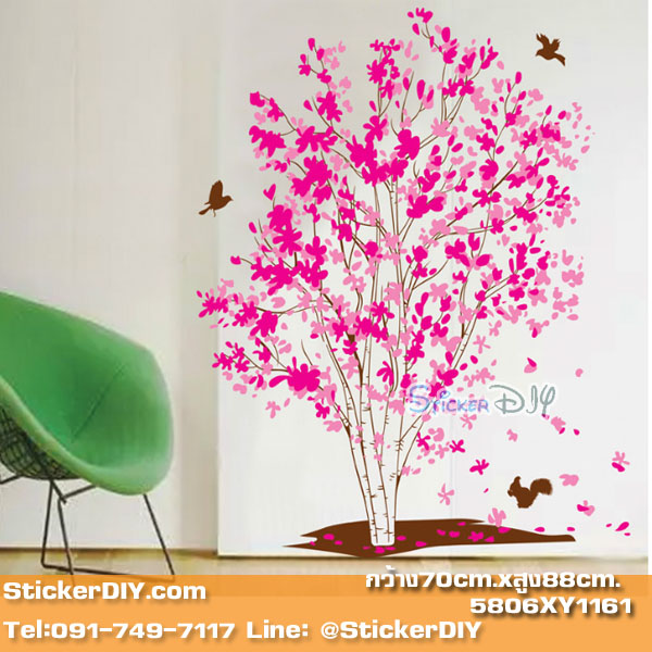 Transparent wall sticker สติ๊กเกอร์ติดผนัง ต้นซากุระญี่ปุ่น (กว้าง70cm.xสูง88cm.)
