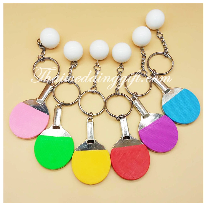 พวงกุญแจปิงปอง แพ็คถุงแก้ว ติดโบว์พร้อมป้ายชื่อ