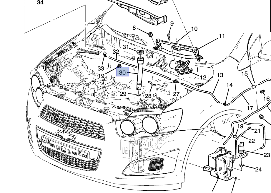 คอท่อกระป๋องฉีดน้ำฝน เชฟ โซนิค / SONIC