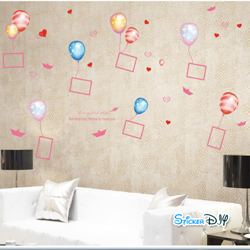 Transparent wall sticker สติ๊กเกอร์ติดผนังกรอบรูป Balloon "Love of first sight" (กว้าง200cm.xสูง120cm.)