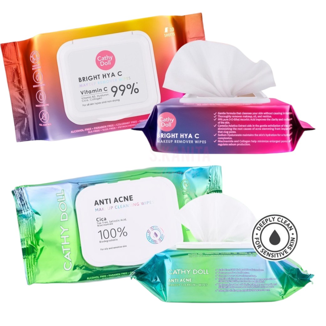 CATHY DOLL เคที่ดอลล์ เมคอัพ รีมูฟเวอร์ คลีนซิ่ง ไวพส์ (30 แผ่น) Makeup Remover Cleansing Wipes (30 Sheets)