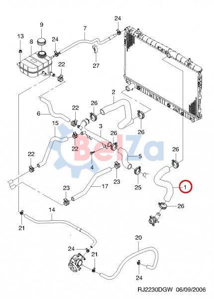ชุดเปลี่ยนท่อน้ำทั้งระบบ OPTRA 1.6L (1ชุด = 10ชิ้น)