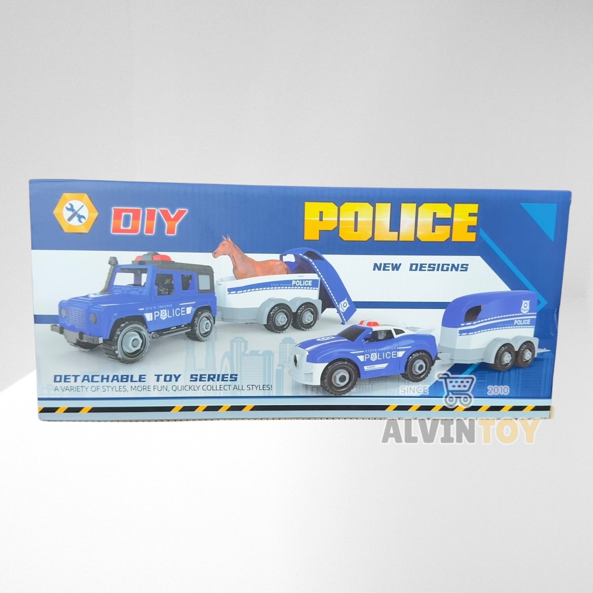 ของเล่น รถตำรวจ รถบรรทุกสัตว์ คันใหญ่ พร้อมกล่อง ผลิตจากพลาสติกคุณภาพดี สินค้าได้รับมาตรฐาน มอก